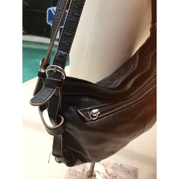 Vintage Stone Mountain Black Leather Shoulder Bag - Picture 4 of 12